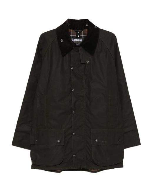 Barbour Black Corduroy Collar Waxed Jacket for men