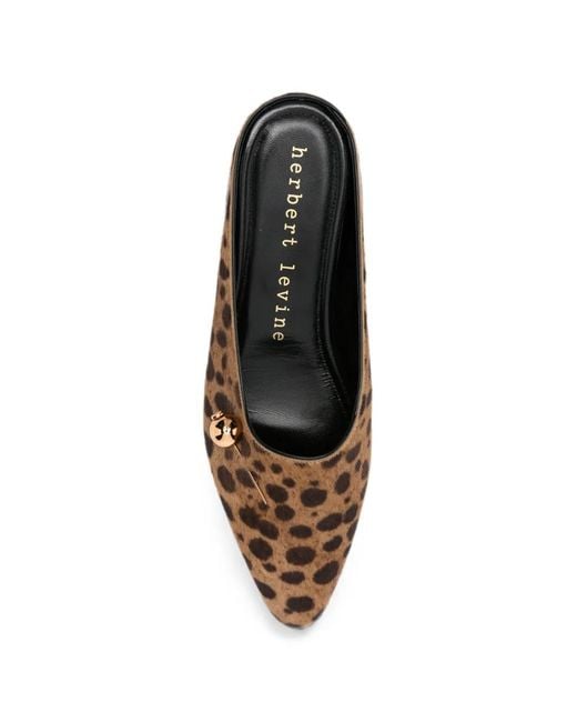 Herbert Levine Brown Mules Sleep On It À Imprimé Léopard En Cuir
