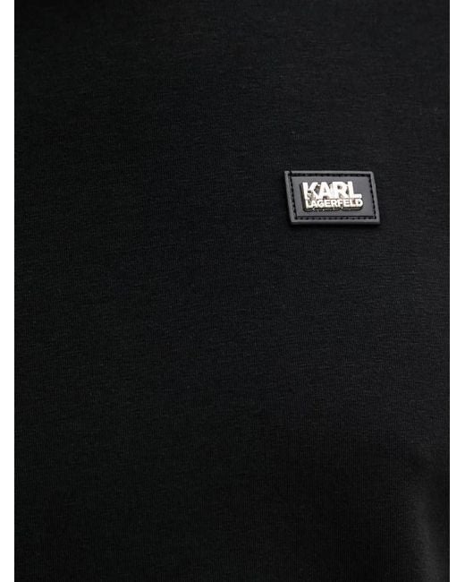 Karl Lagerfeld Black Logo-Plaque T-Shirt for men
