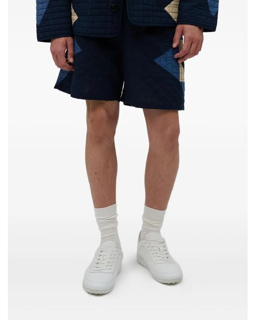 A.P.C. Blue Quilted Geometric-Pattern Shorts for men