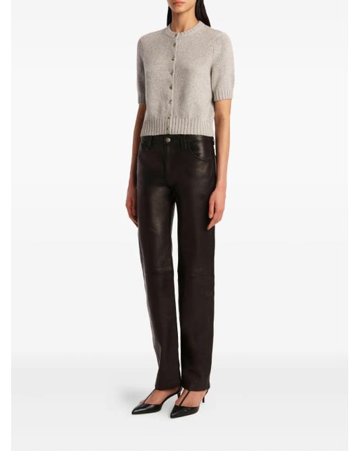 Khaite Gray Short-Sleeve Button-Up Cardigan