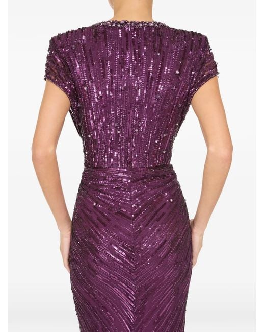 Jenny Packham Purple Lacie Sequin-Embellished Maxi Dress