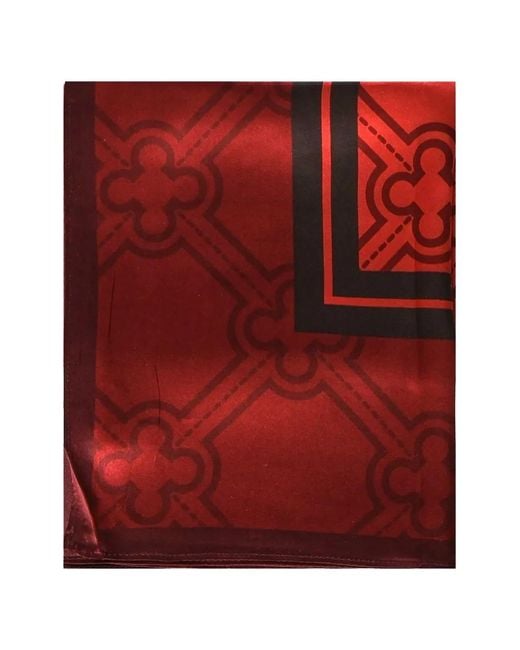 V73 Red Geometric-Pattern Scarf