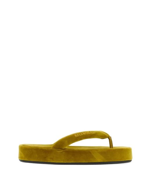 Balenciaga Yellow Jet Lag Velvet Slippers