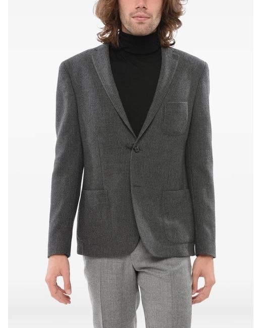 Corneliani Gray Buttoned Single-Breasted Blazer for men