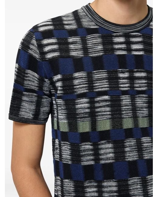 Missoni Blue Checked Short-Sleeve T-Shirt for men