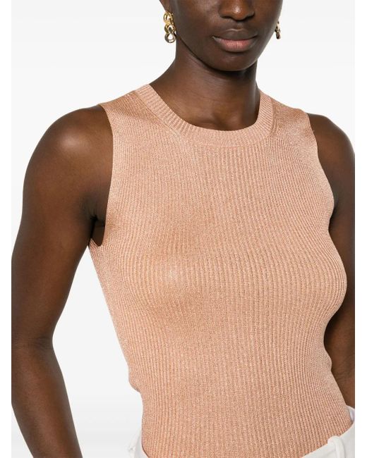 Fabiana Filippi Pink Lurex Ribbed Tank Top