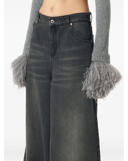 Blumarine Black Whiskering-Effect Jeans