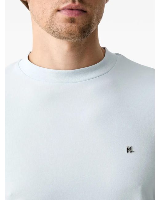Karl Lagerfeld Blue Logo-Plaque T-Shirt for men