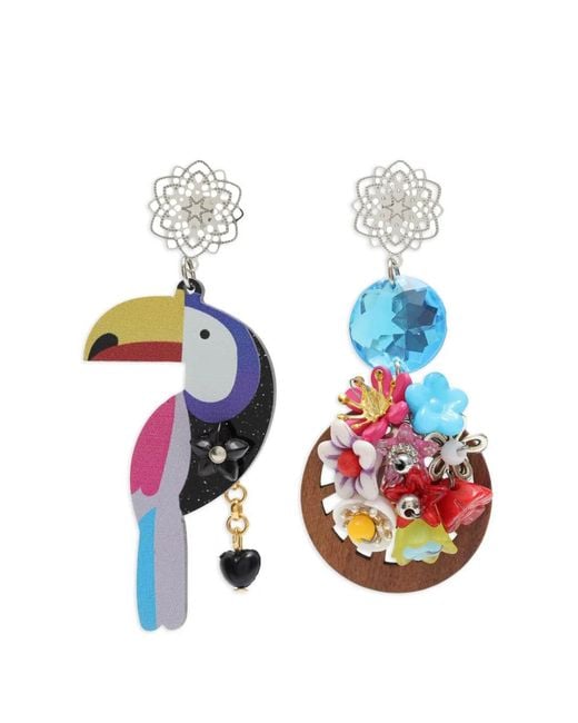 Amir Slama White Toucan-Motif Earrings
