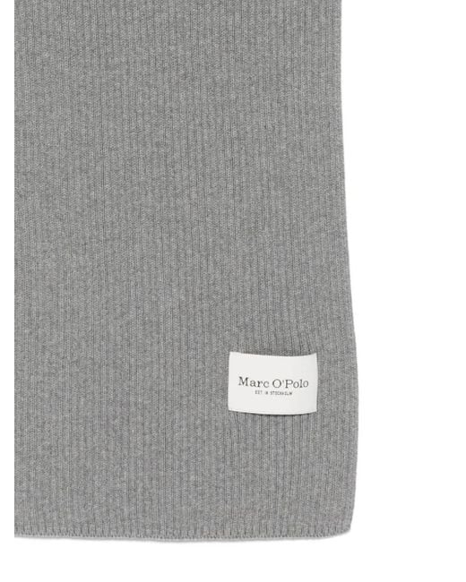 Marc O' Polo Gray Ribbed Patch-Logo Scarf for men