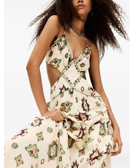 Ba&sh Metallic Omelia Ikat-Print Cut-Out Dress