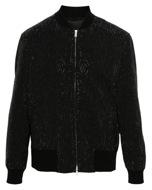 Lardini Black Rhinestone-embellished Bomber Jacket for men