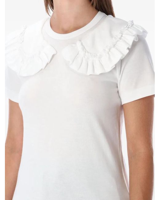Comme des Garçons White Ruffled Collar Top