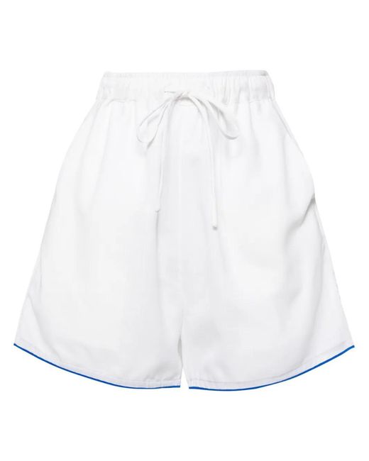 Bambah White Hibiscus Shorts aus Leinen