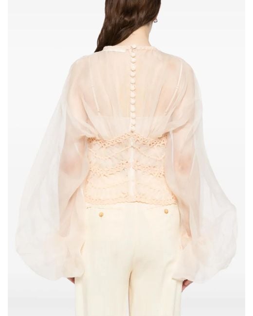 Zimmermann White Illuminate Macrame Blouse