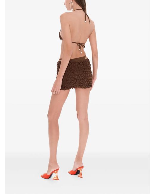 Selia Richwood Brown Lia Ruffled Chain Mini Beach Skirt