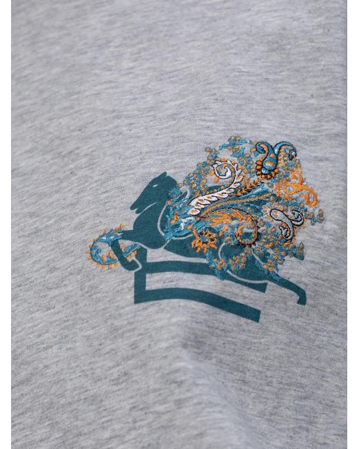 Etro Gray Horse-Print T-Shirt