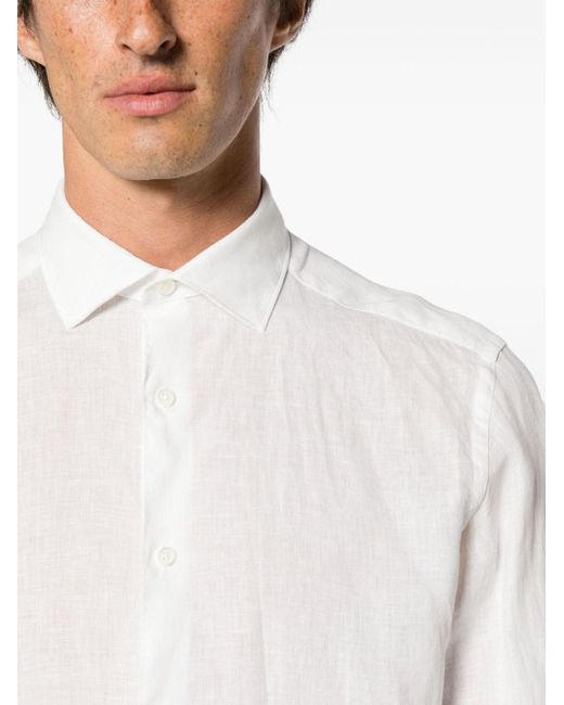 Camisa con cuello italiano Zegna de hombre de color White