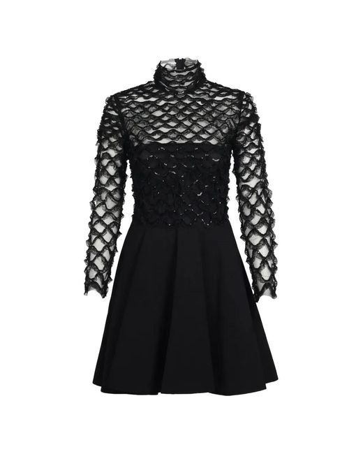 Valentino Garavani Black High-Neck Lace Mini Dress