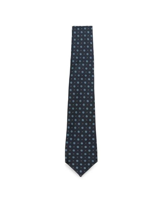 Kiton Blue Floral-Pattern Tie for men