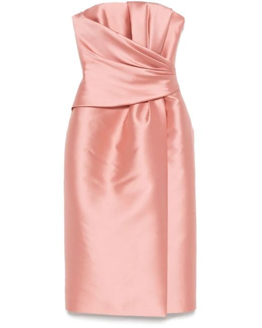 Alberta Ferretti Strapless Midi-Jurk in het Pink