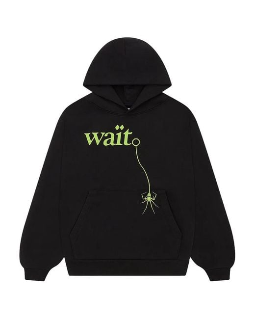 Sp5der Black Print-Detail Hoodie for men