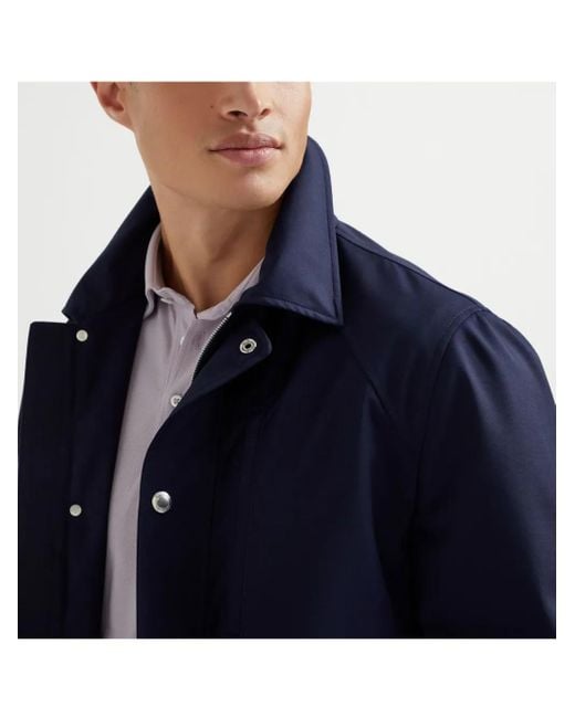 Brunello Cucinelli Blue Raglan-Sleeve Field Jacket for men