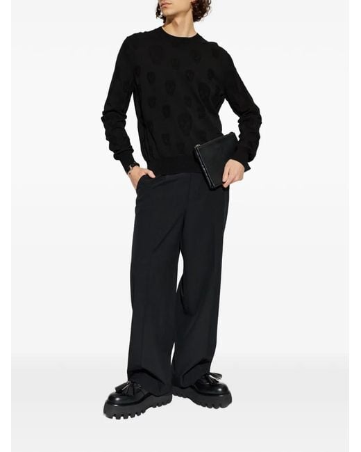 McQueen Black Skull-Pattern Sweater for men