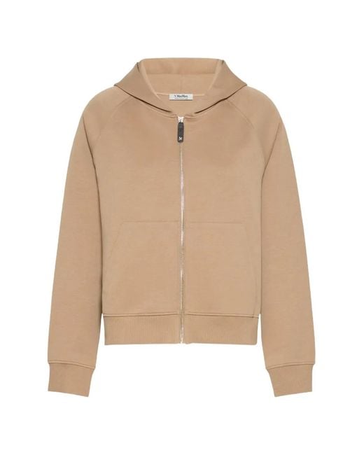Max Mara Natural Raglan-Sleeve Zip-Up Hoodie