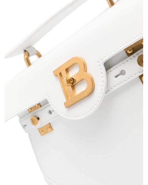 Balmain White B-buzz Leather Tote Bag