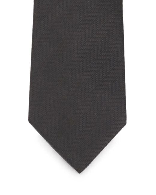 Tom Ford Black Herringbone-Pattern Tie for men
