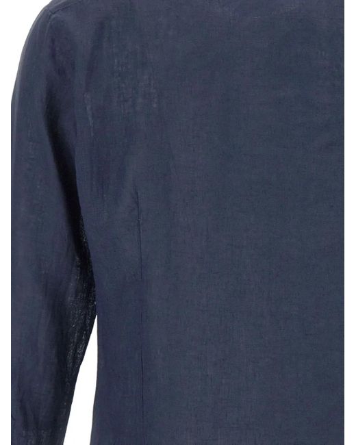 Barba Napoli Blue Linen Shirt for men