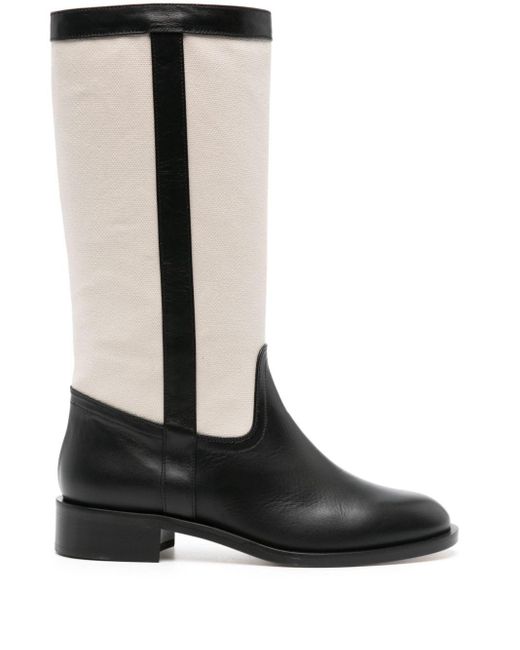 Scarosso Black Tess Panelled Canvas Boots