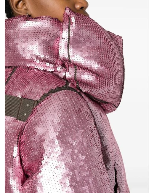 Rick Owens Red Sequin-Embellished Wool Puffer Jacket
