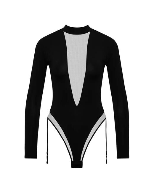 Maison Close Black Pure Tentation Long-Sleeve Bodysuit