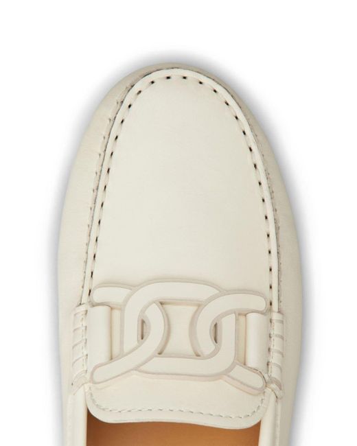 Tod's Gommino Loafers Met Kettingpatroon in het White