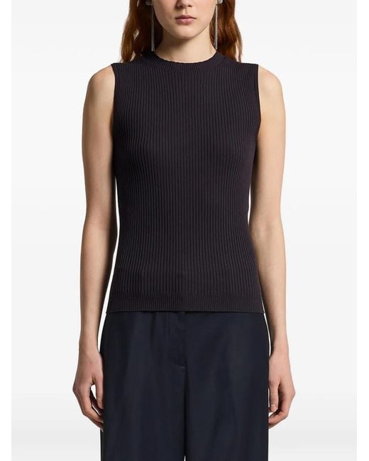 Peserico Black Ribbed-Knit Vest