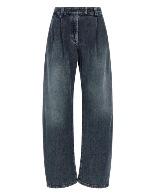 Jean À Taille Haute Et Pinces Brunello Cucinelli en coloris Blue