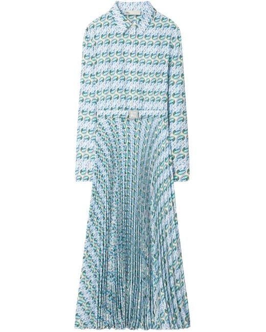 Tory Burch Blue Graphic-Print Twill Dress