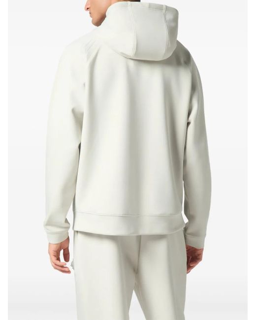 Philipp Plein White Logo-Patch Hoodie for men