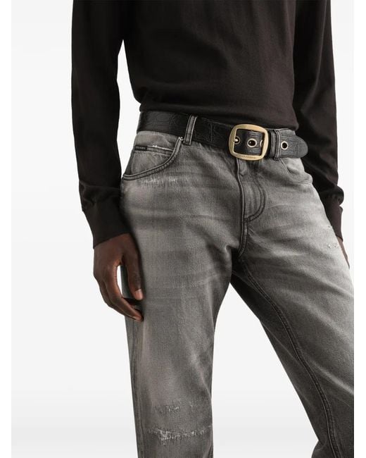 Dolce & Gabbana Gray Jean À Plaque Logo for men