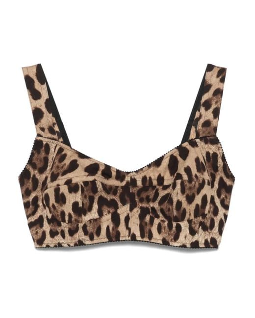 Dolce & Gabbana Brown Silk-Blend Cropped Top