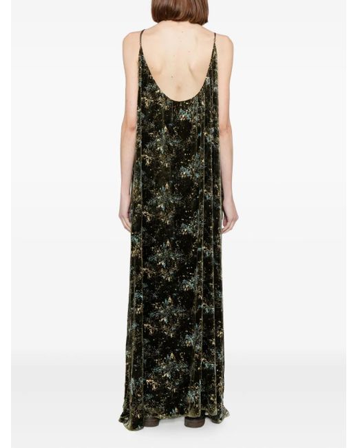 YANGKEHAN Black Floral-Print Maxi Dress