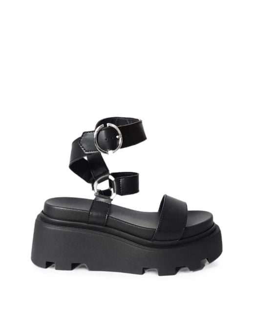 Altercore Black Marilla Buckle-Fastening Platform Sandals