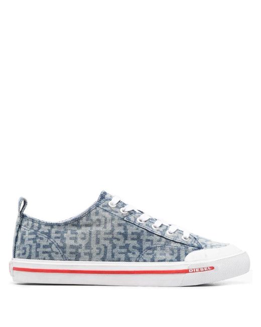 DIESEL S-athos Low Denim Low-top Sneakers in Blue (White) for Men | Lyst