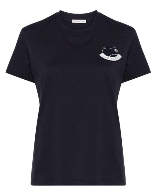 Moncler Blue Logo-appliqué Cotton T-shirt