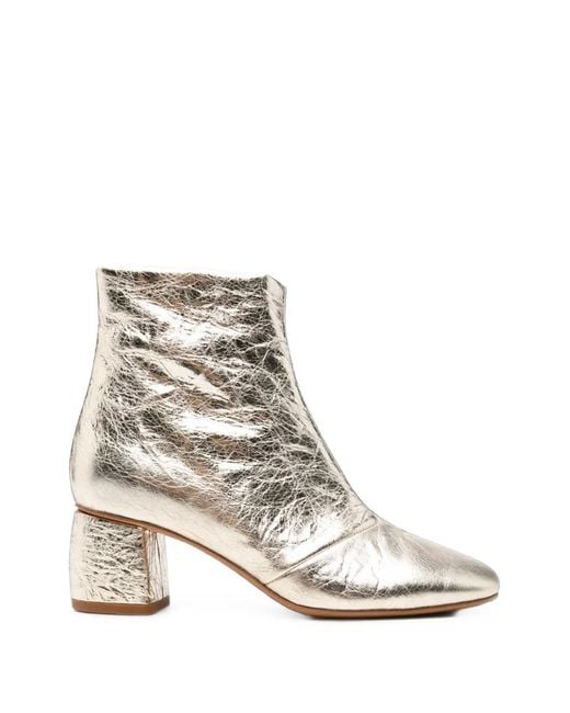 Forte_forte White Crinkled-Effect Ankle Boots