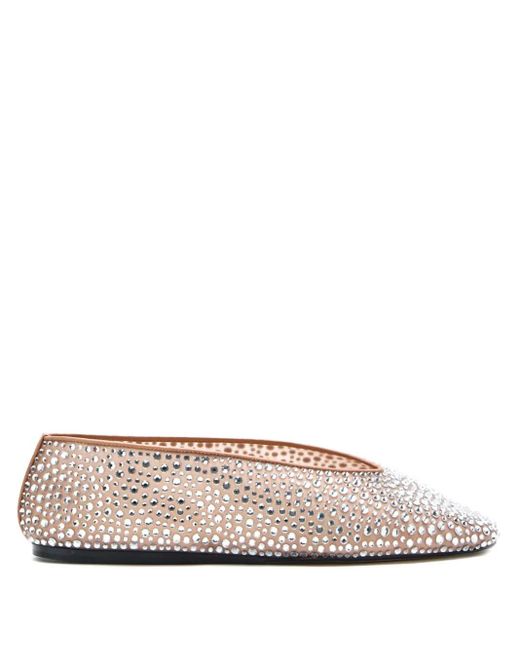 Le Monde Beryl Natural Ballerinas mit Kristallen