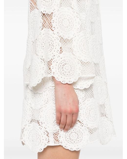 Zimmermann White Junie Crochet Lace Mini Dress